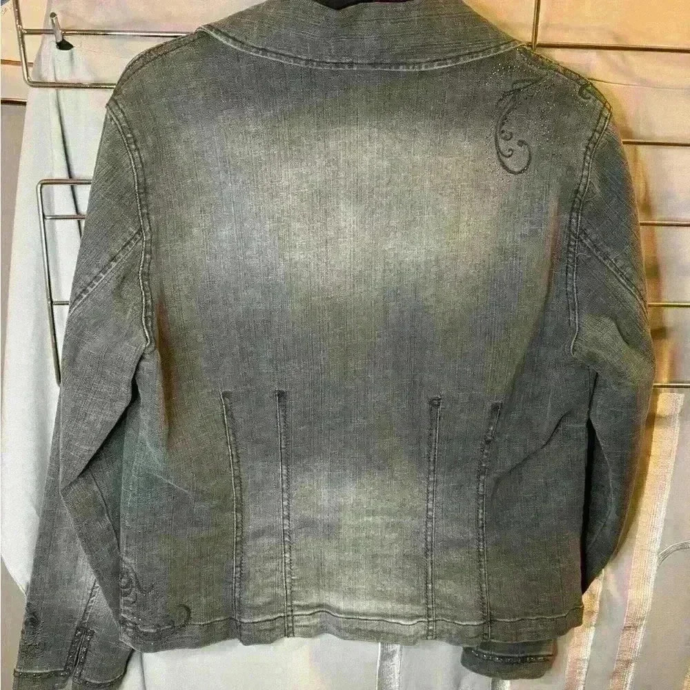Chicos vintage distressed black denim jacket - Picture 6 of 8